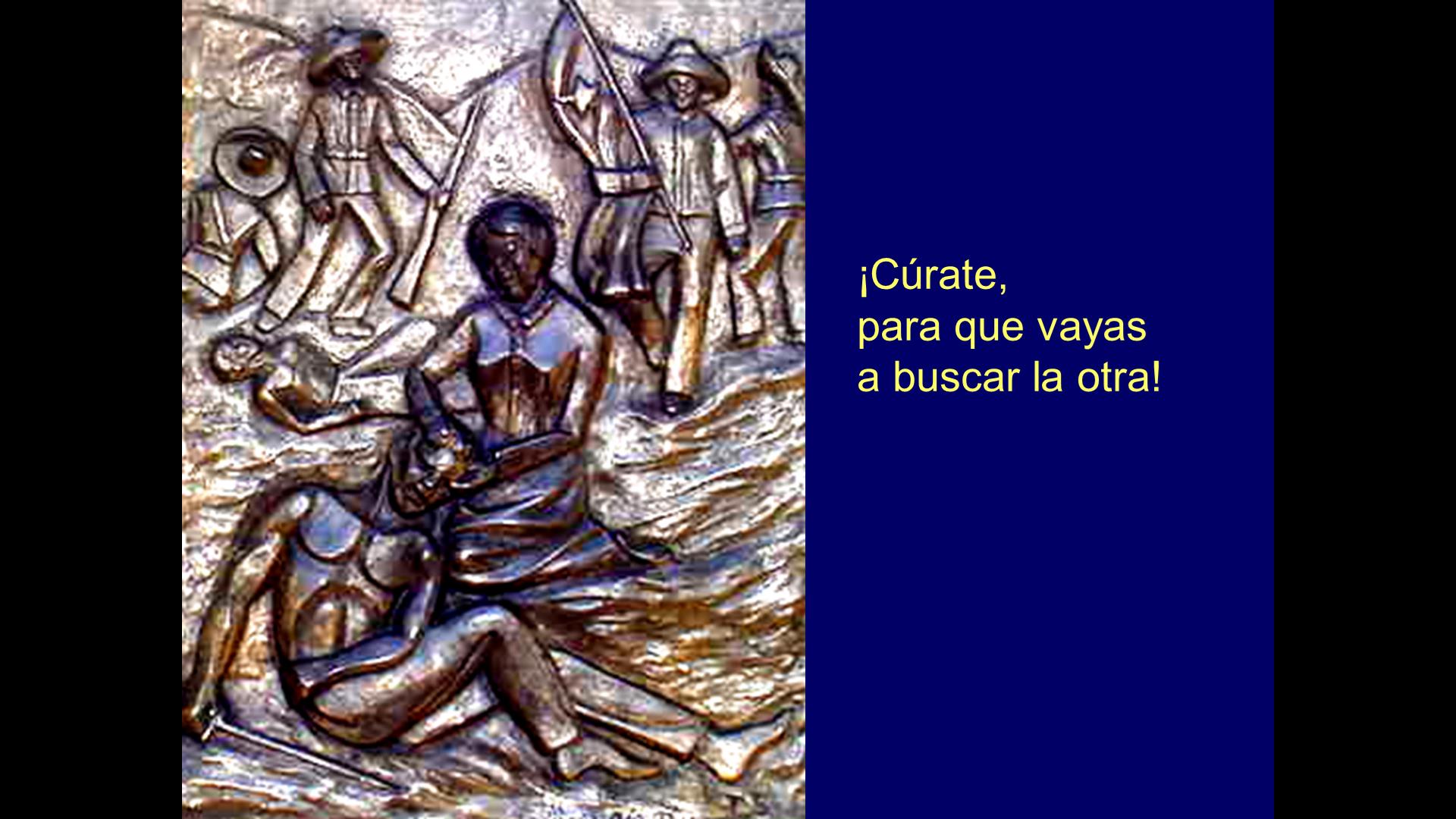 María Cabrales atendiendo a las héridas de Antonio en Mangos de Mejia.